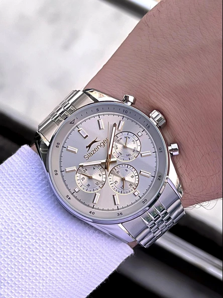 Slazenger Kasa Ve kordon Çelik 2 Yıl Garantili 10 Atm Fonksiyonları Aktif Erkek Kol Saati E.1934.M2 - Resim 2