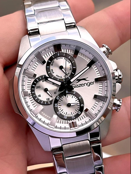 Slazenger Kasa Ve kordon Çelik 2 Yıl Garantili 10 Atm Fonksiyonları Aktif Erkek Kol Saati E.2570.M1 - Resim 4