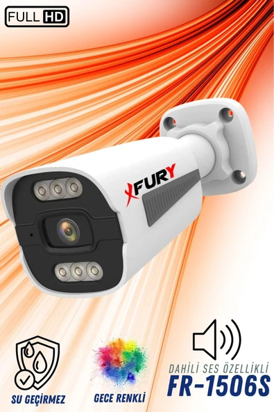 FURY 6 lı Sesli 6 Warm Led Gece Renkli Görüş Su Geçirmez Güvenlik Kamerası Seti 250GB - 4