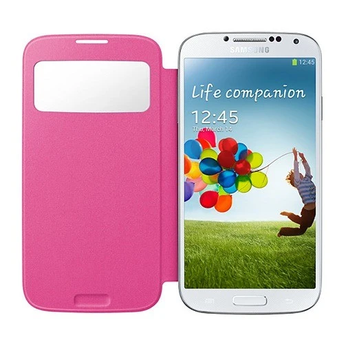 Samsung i9500 Galaxy S4 Orjinal S View Cover Kılıf - Pembe EF-CI950BPEGWW - Resim 3