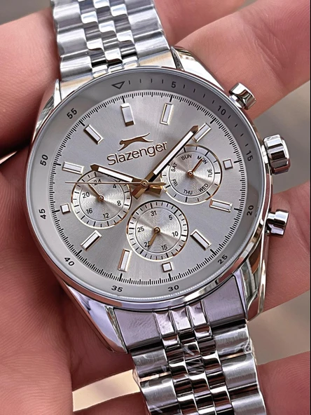 Slazenger Kasa Ve kordon Çelik 2 Yıl Garantili 10 Atm Fonksiyonları Aktif Erkek Kol Saati E.1934.M2 - Resim 4