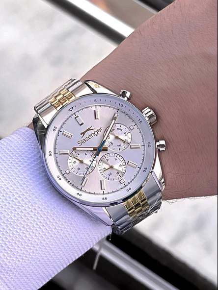 Slazenger Kasa Ve kordon Çelik 2 Yıl Garantili 10 Atm Fonksiyonları Aktif Erkek Kol Saati E.1934.M3 - Resim 2