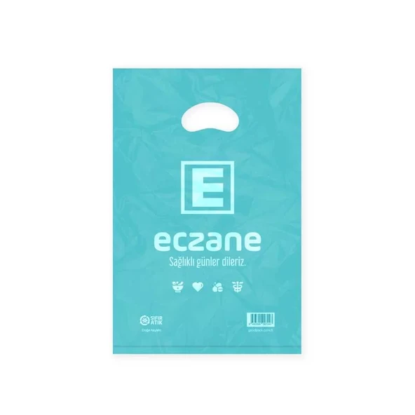 Bloklu Elgeçme Turkuaz Eczane Poşeti 17x26 cm - 800 Adet ürün görseli 1