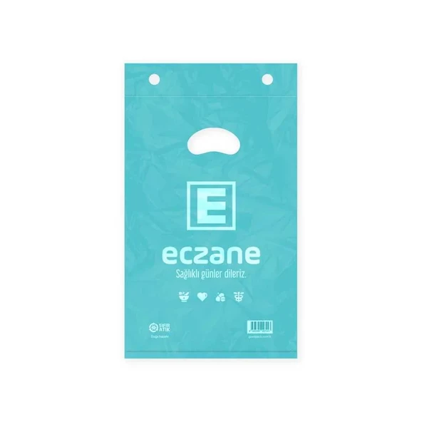 Bloklu Elgeçme Turkuaz Eczane Poşeti 17x26 cm - 800 Adet - Resim 2