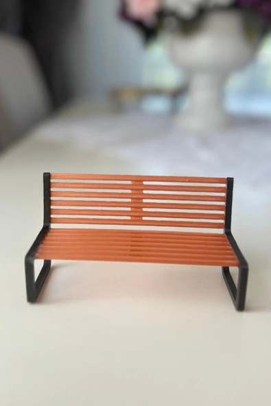 Minyatür Park Bankı - Dekoratif Figür Sergileme Bankı - Masaüstü Süs - 4