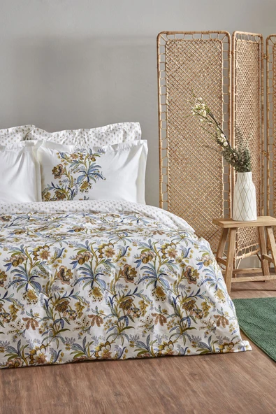 Karaca Home Indra %100 Pamuk Çift Kişilik Nevresim Takımı Sarı PP - 3
