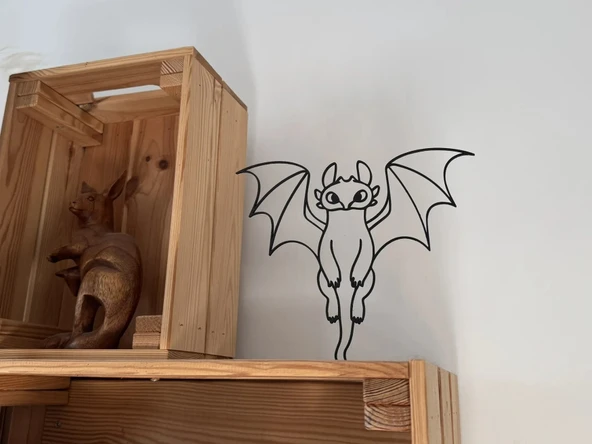 Ejderha Figürlü Dekor - Uçan Ejderha Masaüstü veya Monitör Üstü Süs  22x18 cm Siyah