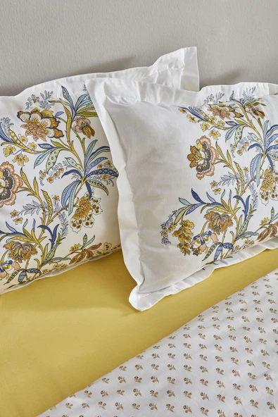 Karaca Home Indra %100 Pamuk Çift Kişilik Nevresim Takımı Sarı PP - 5