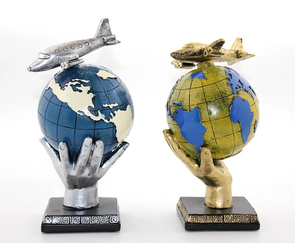 Polyester Uçaklı Dünya Küre ürün görseli