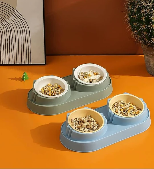 Mikopet Çift Bölmeli Mama ve Su Kabı - Resim 3