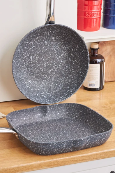 Karaca Biogranit Navy Stone Wok Grill Set - 3