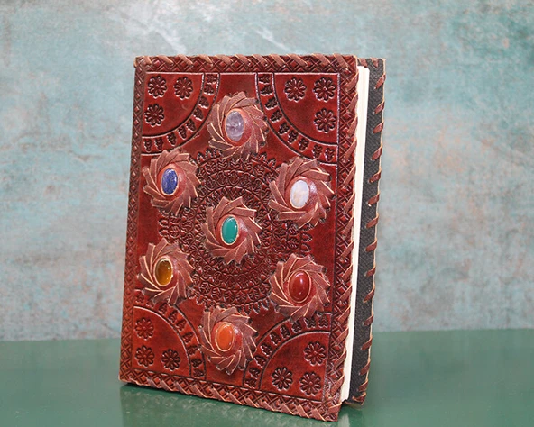 Taşlı Deri Defter Model 10 ürün görseli