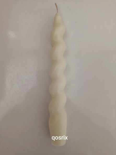 qosrix Açık Krem Italyan Burgulu Şamdan Soya Mumu Doğal Kokulu Çubuk Konik Burgu Spiral Mum Dekoratif 1 Adet - Resim 3