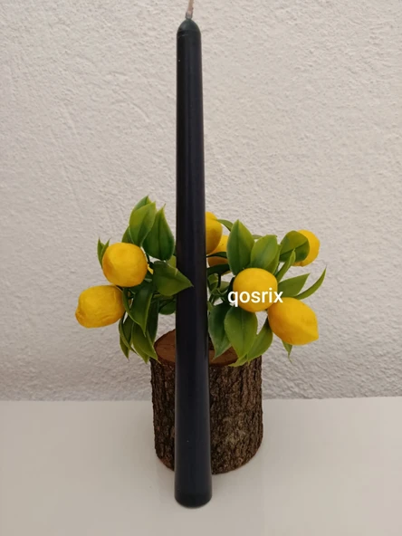 qosrix Antrasit Gri Şamdan Soya Mumu 1. Kalite Doğal Vanilya Kokulu Uzun Çubuk Konik Mum Dekoratif 1 Adet ürün görseli