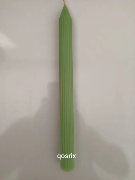 qosrix Açık Yeşil Şamdan Soya Mumu 1. Kalite Doğal Vanilya Kokulu Uzun Çubuk Konik Mum Dekoratif 1 Adet - Resim 3
