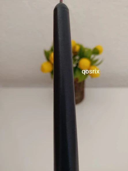 qosrix Antrasit Gri Şamdan Soya Mumu 1. Kalite Doğal Vanilya Kokulu Uzun Çubuk Konik Mum Dekoratif 1 Adet - Resim 2