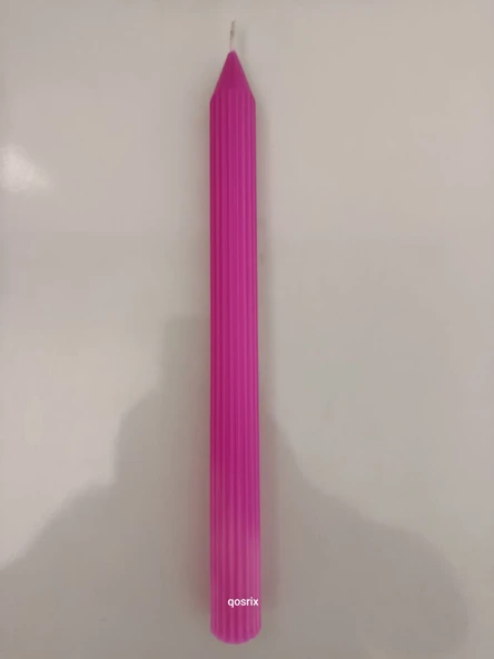 qosrix Açık Pembe Şamdan Soya Mumu 1. Kalite Soya Doğal Pudra Kokulu Uzun Çubuk Konik Dekoratif Mum 1 Adet - Resim 3