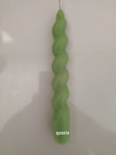 qosrix Açık Yeşil Italyan Burgulu Şamdan Soya Mumu Doğal Kokulu Çubuk Konik Burgu Spiral Mum Dekoratif 1 Adet - 4