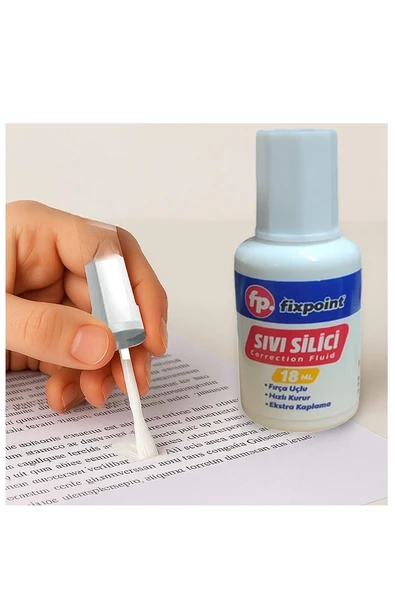 Sıvı Silici Daksil 6 Adet 18 ml Fırçalı Sıvı Düzeltici Daksil Yazı Düzeltici Okul Ofis Büro Fırça Uçlu Daksi - 2