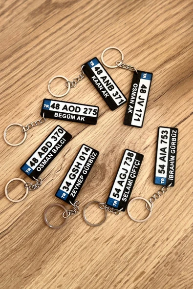 Kişiye Özel Plaka Anahtarlık Çiftli Set (2 Adet) - İsimli ve Plakalı Araç Anahtarlığı - 3