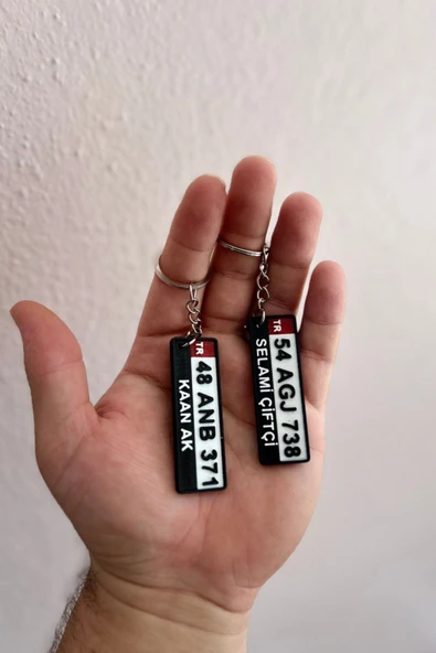 Kişiye Özel Plaka Anahtarlık Çiftli Set (2 Adet) - İsimli ve Plakalı Araç Anahtarlığı - 2