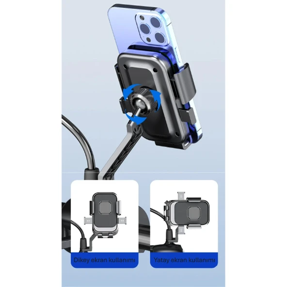 360° Dikiz Aynası Bisiklet Motosiklet Telefon Tutucu - 2