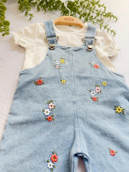 Çicekli Salopet Kız Takım - 9