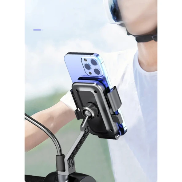 360° Dikiz Aynası Bisiklet Motosiklet Telefon Tutucu - 1