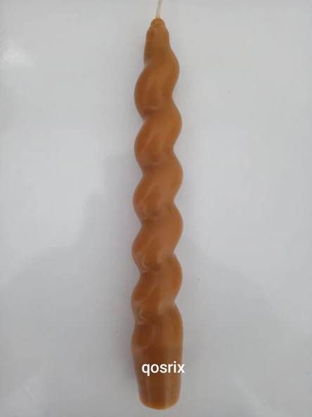 qosrix Hardal Sarısı Italyan Burgulu Şamdan Soya Mumu Doğal Kokulu Çubuk Konik Burgu Spiral Mum Dekoratif 1 Adet - 3