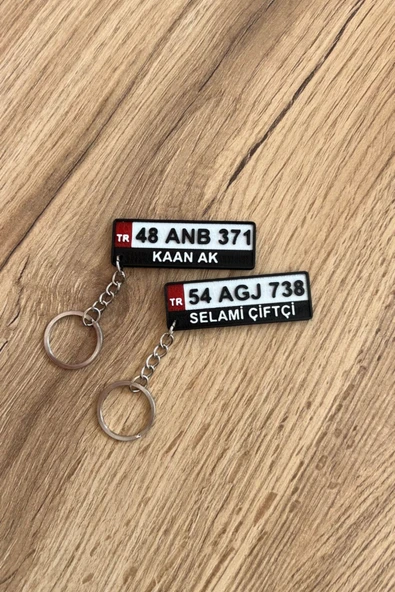 Kişiye Özel Plaka Anahtarlık Çiftli Set (2 Adet) - İsimli ve Plakalı Araç Anahtarlığı - 3