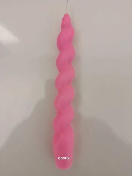 qosrix Pudra Pembe Italyan Burgulu Şamdan Soya Mumu Doğal Kokulu Uzun Çubuk Konik Burgu Spiral Mum 1 Adet - Resim 3