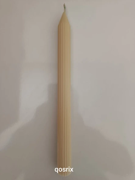 qosrix Krem Şamdan Soya Mumu 1. Kalite Soya Doğal Pudra Kokulu Uzun Çubuk Konik Mum Dekoratif 1 Adet - Resim 4