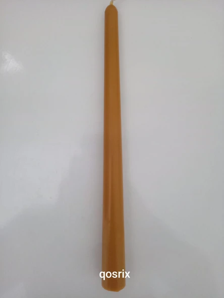 qosrix Hardal Sarısı Şamdan Soya Mumu 1. Kalite Doğal Vanilya Kokulu Uzun Çubuk Konik Mum Dekoratif 1 Adet - Resim 3