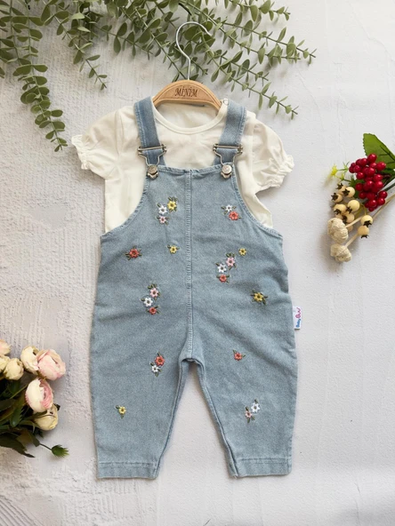 Çicekli Salopet Kız Takım