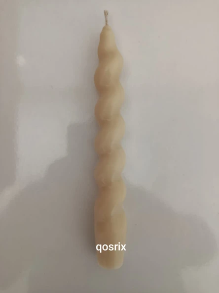 qosrix Krem Italyan Burgulu Şamdan Soya Mumu Doğal Kokulu Çubuk Konik Burgu Spiral Mum Dekoratif 1 Adet - 3