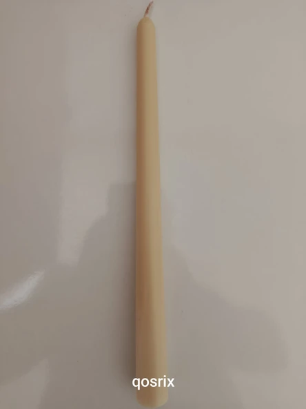 qosrix Krem Şamdan Soya Mumu 1. Kalite Soya Doğal Pudra Kokulu Uzun Çubuk Konik Mum Dekoratif 1 Adet - 5
