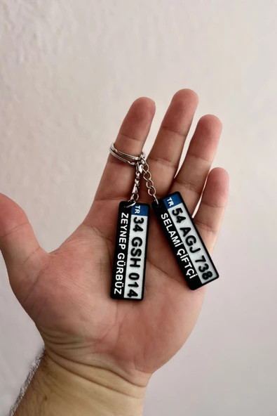 Kişiye Özel Plaka Anahtarlık Çiftli Set (2 Adet) - İsimli ve Plakalı Araç Anahtarlığı