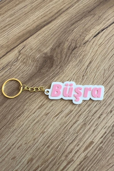 Özel Tasarım Tekli İsim Anahtarlığı - Pembe Renk Kişiselleştirilmiş Anahtar ve Çanta Aksesuarı
