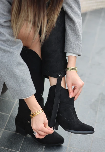 Milla Siyah Süet Tak Çıkar Topuklu Bot Ve Çizme - 3