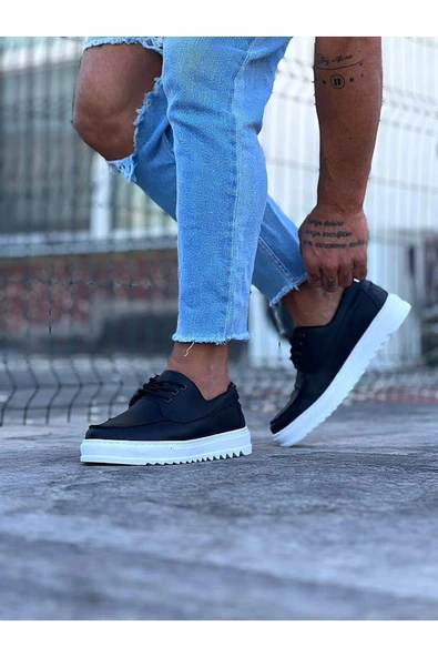 WG506 Siyah Erkek Saraclı Casual Ayakkabı - 3
