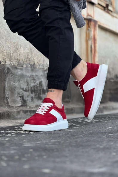 WG011 Kırmızı Süet Erkek Casual Ayakkabı - 3