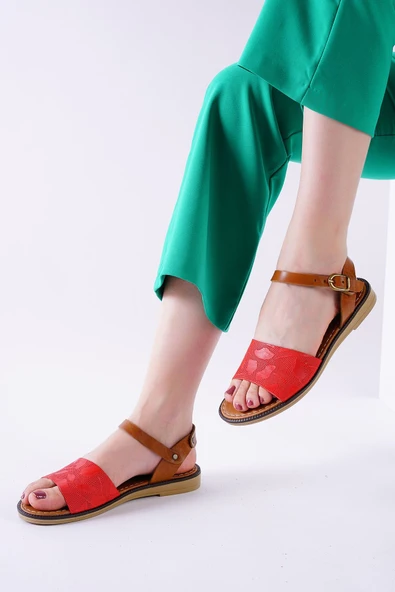 Cardi Kırmızı Cilt Sandalet - 2