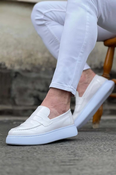 WG161 Beyaz Rugan Erkek Casual Ayakkabı - 2