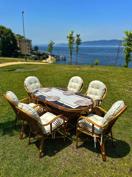Romano 6 Kişilik Bambu Bahçe Takımı, Doğal Bambu Renk, Şık, Dayanıklı Ve Konforlu Tasarım - 4