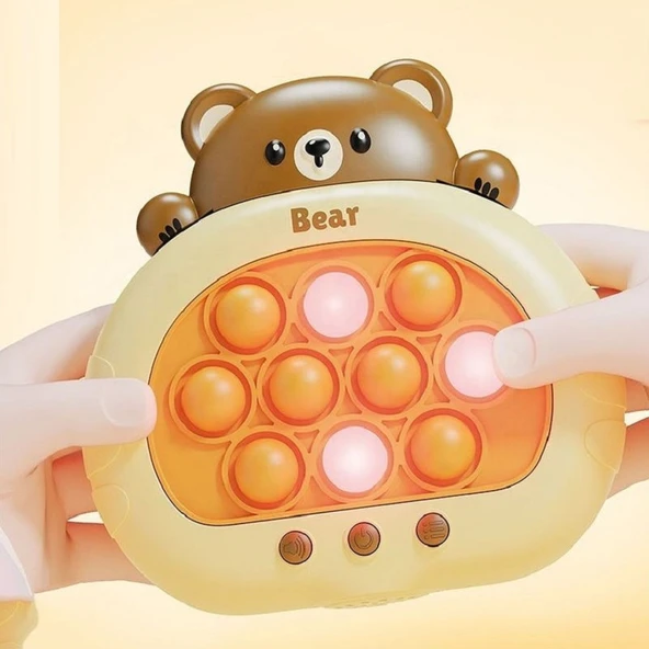 YÜKSEK KALİTE SEVİMLİ AYI POPİT YENİ NESİL AYI POPİT OYUNCAK POPİT SESLİ KIRMIZI LED IŞIKLI POPİT ürün görseli