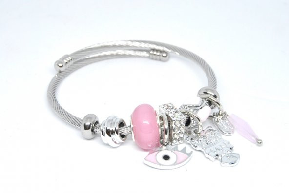 PANDORA MODEL GÖZ VE BAYKUŞ CHARM ÇELİK KADIN BİLEKLİK