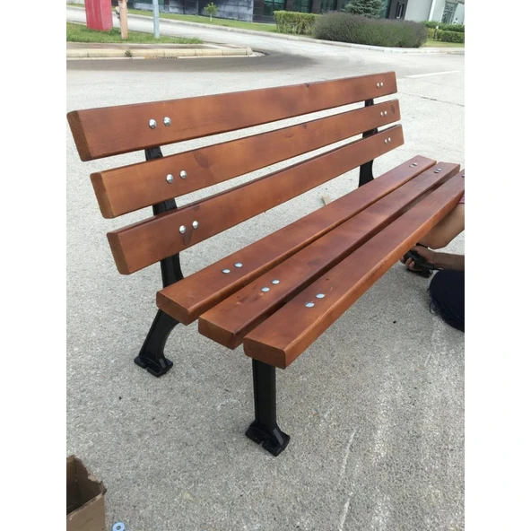 Bahçe Bankı Döküm Ayaklı Bank Ahşap Bahçe Bankı Park Oturma Bankları - 2