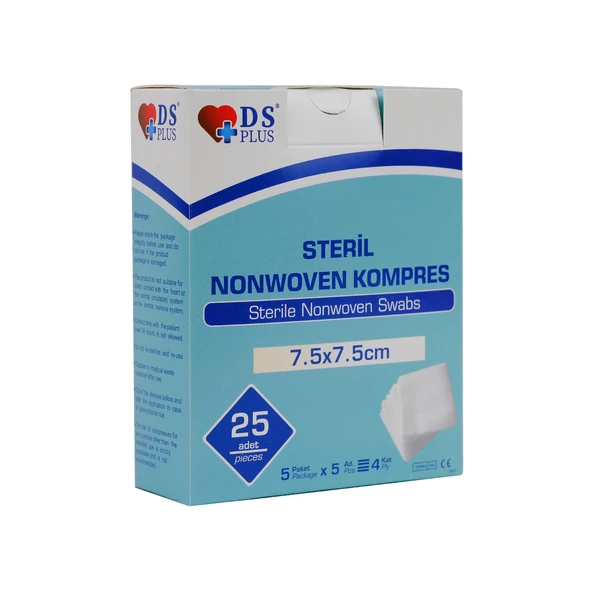 Steril Emici Kompres 7,5X7,5Cm 5'Li Paket 25'Li Kutu Dsplus