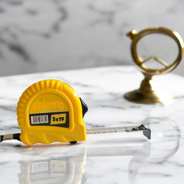Şerit Metre Metal Bükülebilir 5 metre En 19 mm Düğmeli Ölçüm Ölçme Plastik Kasalı Yüksek Kalite - 4