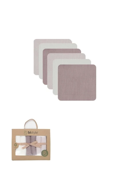 Çocuk Eğitici Gelişim Bistyle 6'lı Müslin Mendil 20x20 cm 90106 Taş Ekru Antrasit ürün görseli 1